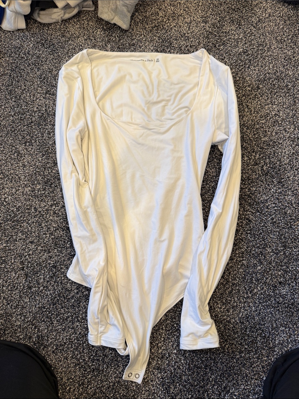 A& FWhite Long Sleeve Scoop Neck Bodysuit